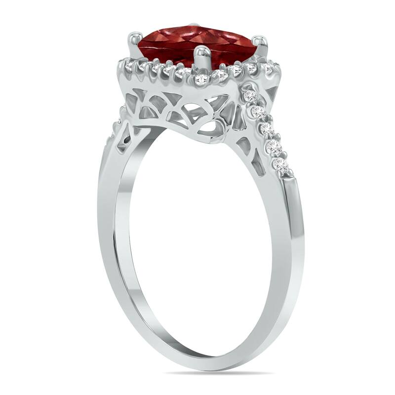 Marquee Jewels 2 1/2 Carat TW Emerald Cut Garnet Diamond Ring in 10K White Gold