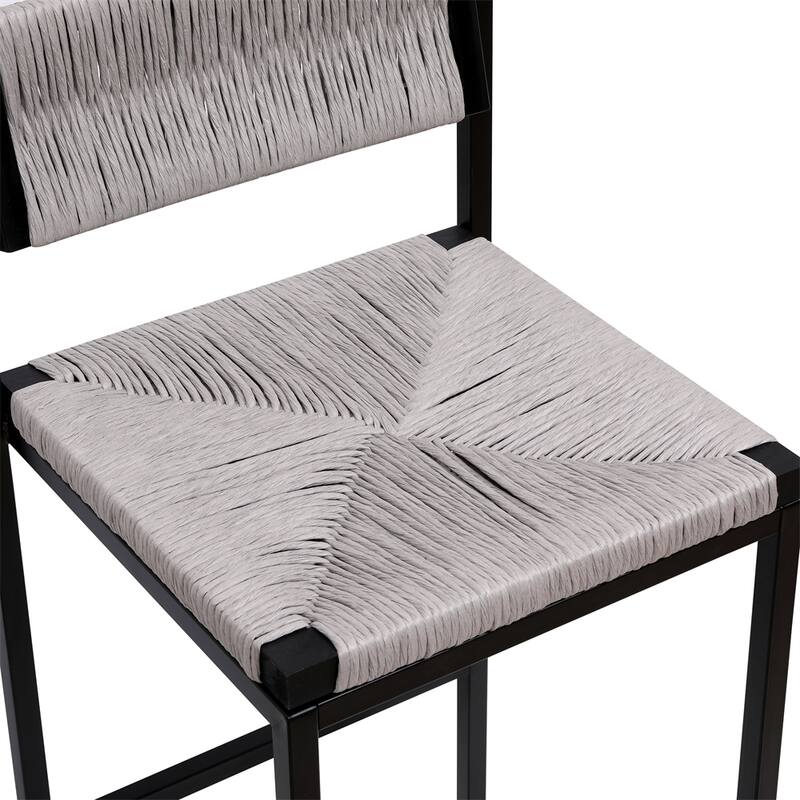 Set of 2 Hand Weave Counter Stool with Footrest for Kitchen Island