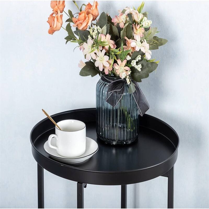 Small Round Metal End Table - 14.5"D x 14.5"W x 25"H