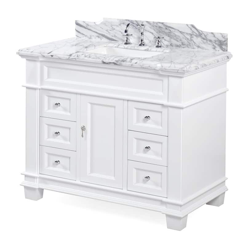 KitchenBathCollection Elizabeth 42" Bathroom Vanity with Carrara Marble Top