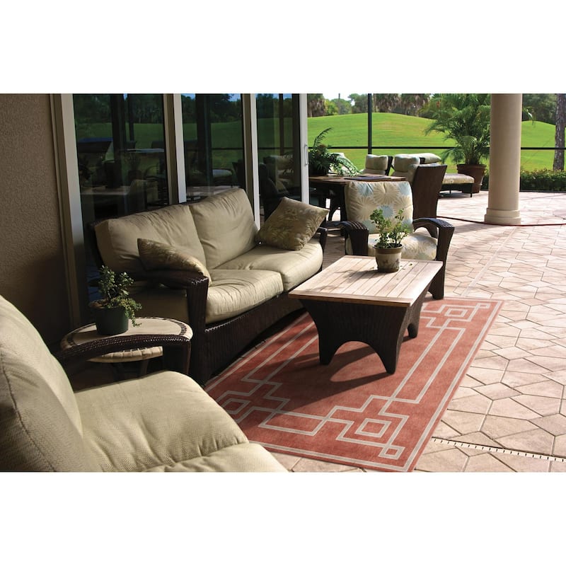 Livabliss Alfresco Country Geometric Indoor / OutdoorArea Rug - 8'10" x 12'10" - Rust