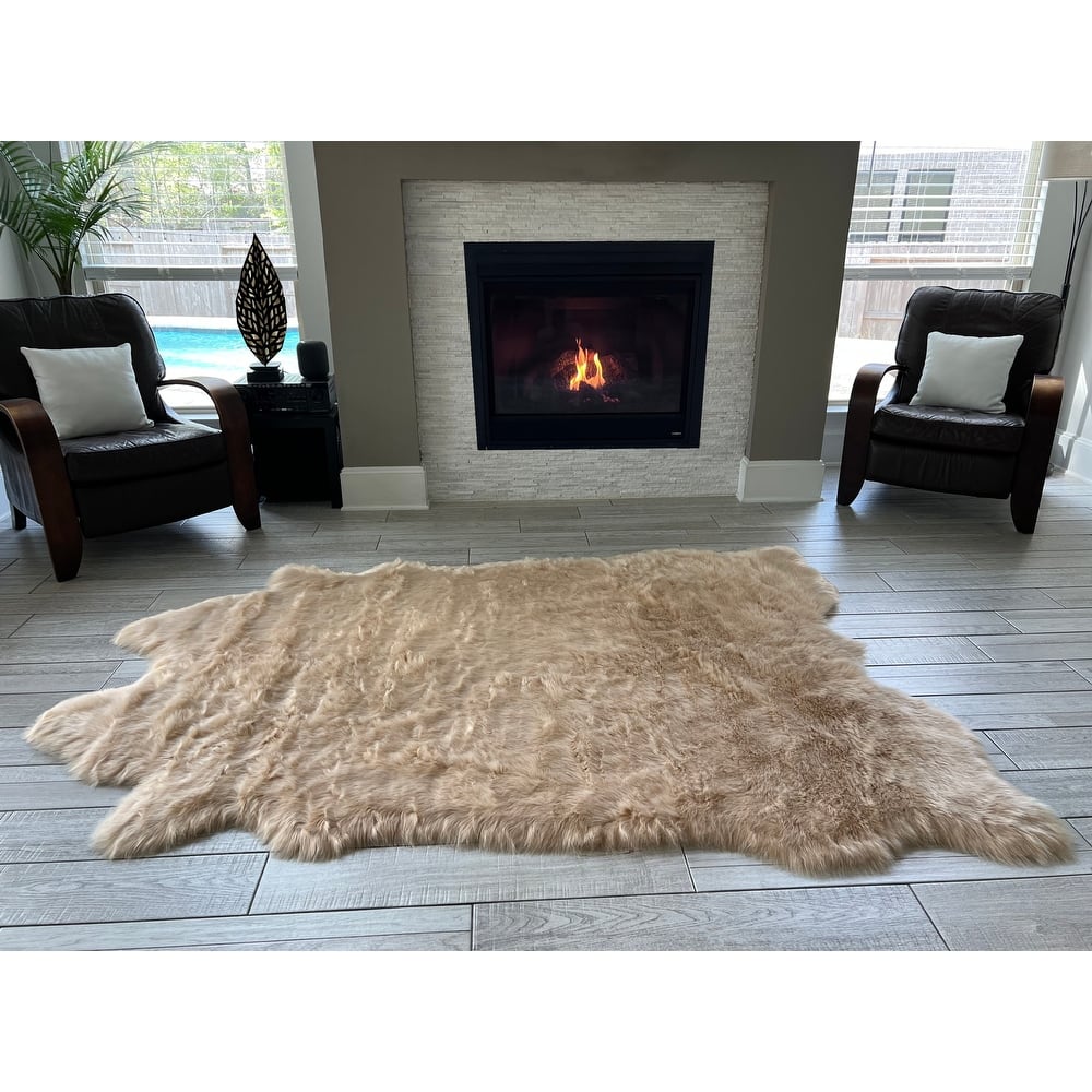 Silver Orchid Luxurious Faux Bison Skin Shag Rug