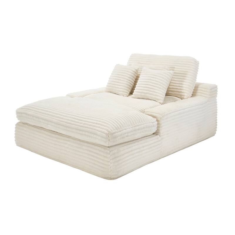 Modern Upholstered Chaise Lounge Sofa for Living Room Office, 75" Oversized Leisure Sofa 2 Seat Sleeper Couch with Pillows