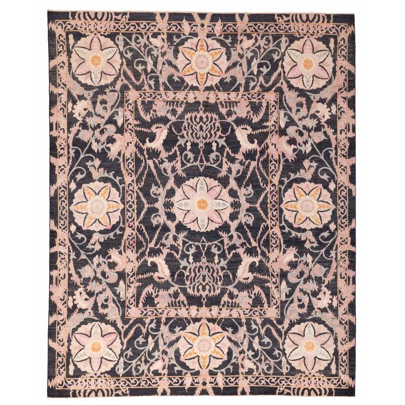 ECARPETGALLERY Hand-knotted Signature Collection Black Wool Rug - 8'1 x 10'0
