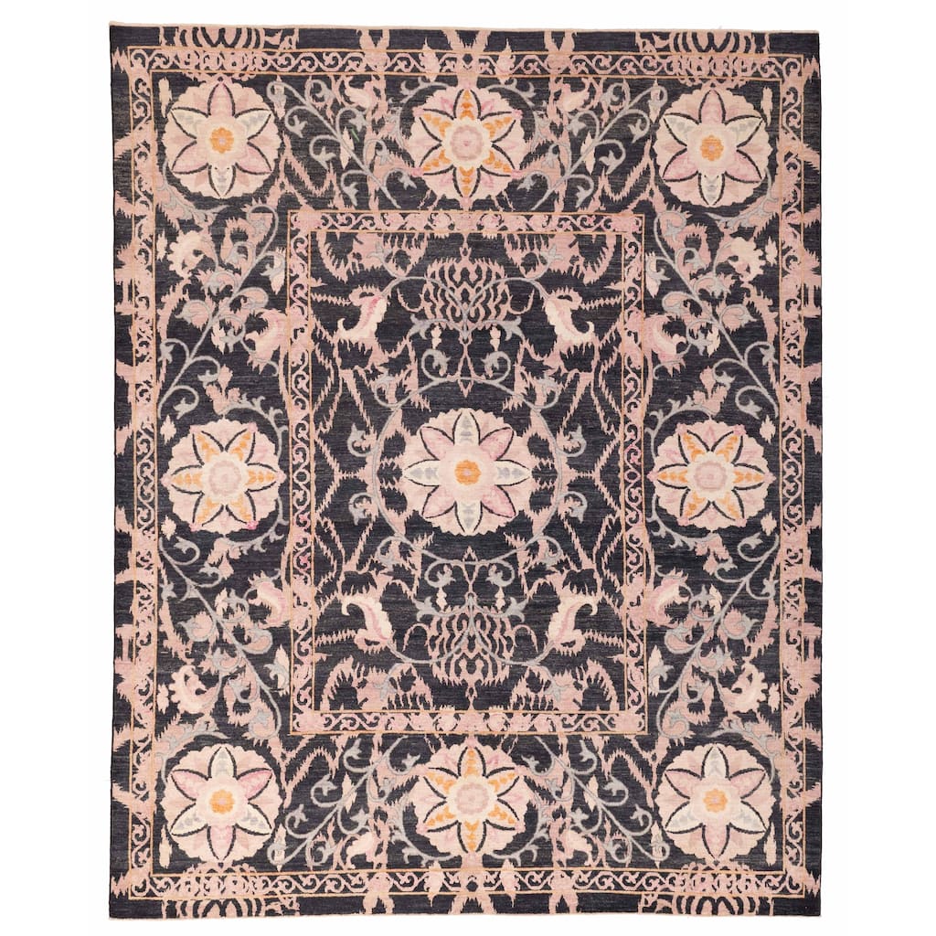 ECARPETGALLERY Hand-knotted Signature Collection Black Wool Rug - 8'1 x 10'0