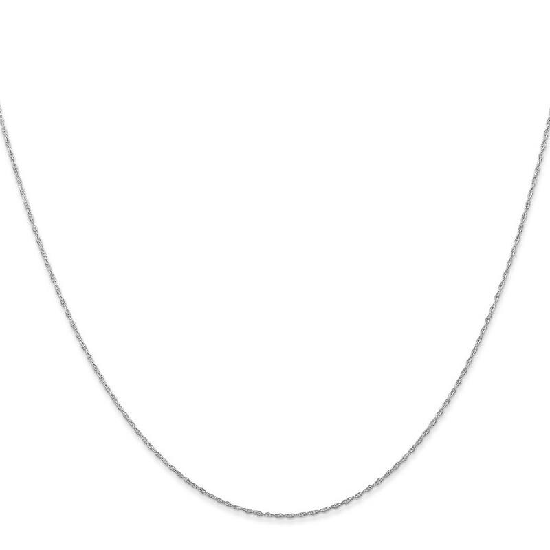 Curata 10k White Gold 0.5mm Carded Cable Rope Chain Necklace (Spring-ring) Options: 16 18 20 24