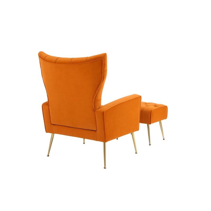 Orange 31.5" Velvet Button Tufted Arm Chair