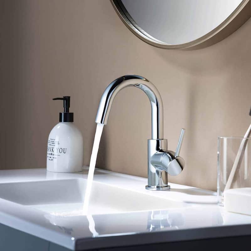 Circular Single Handle High-Arc Bathroom Sink Faucet with Pop Up Drain