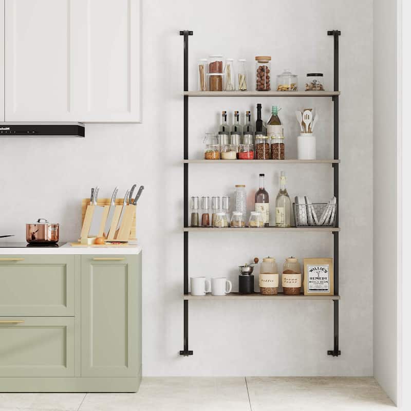 Costway 1/2 PCS 4-Tier Wall-mounted Ladder Shelf Display Bookshelf