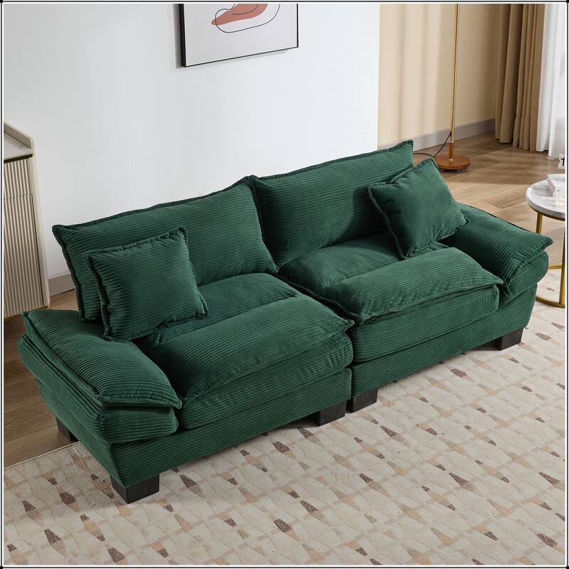 Corduroy Sofa Sleeper with Pillows