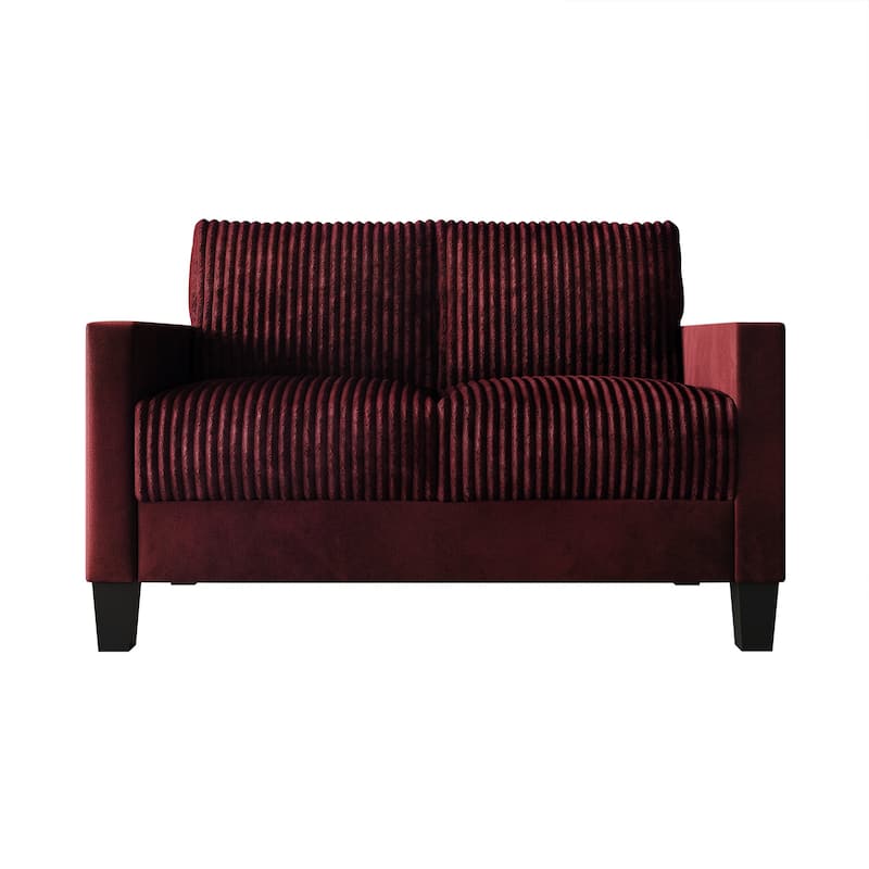 CraftPorch Corduroy Mid-Century Modern Velvet Upholstered Loveseat - Red