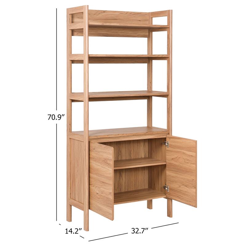 SAFAVIEH Glapelle 4-Shelf 2-Door Bookcase - 33"W x 14"D x 71"H