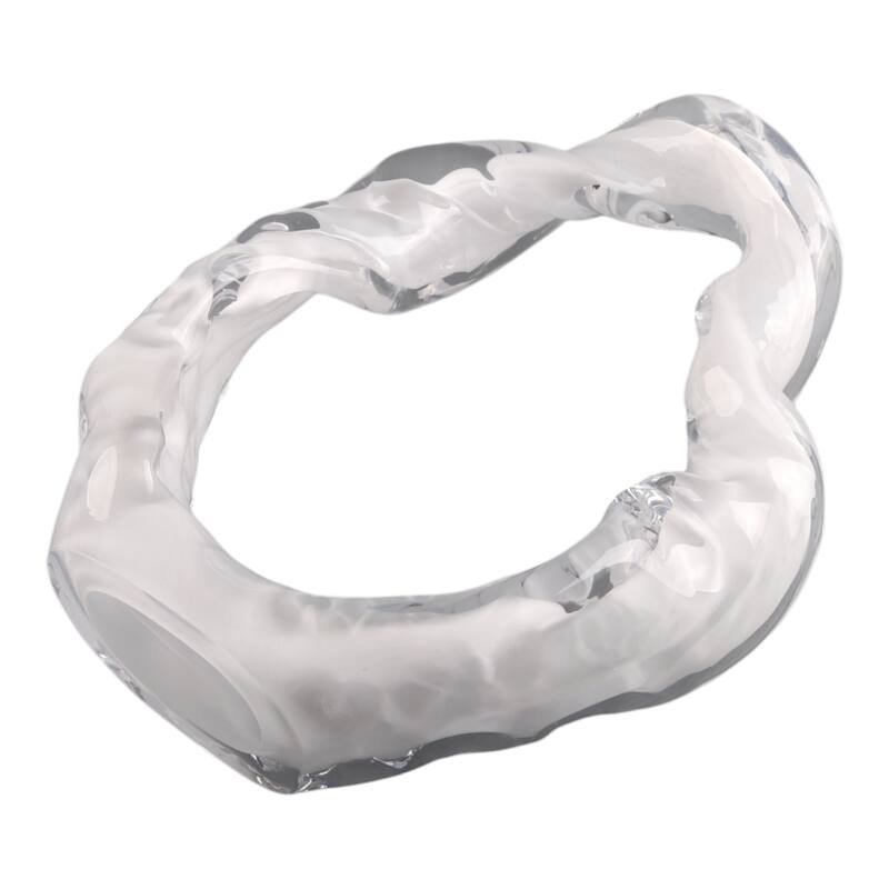 Glass Sculpture Modern Decorative Elegant for Home Decor - 10" White - 8.5" x 3" x 10"