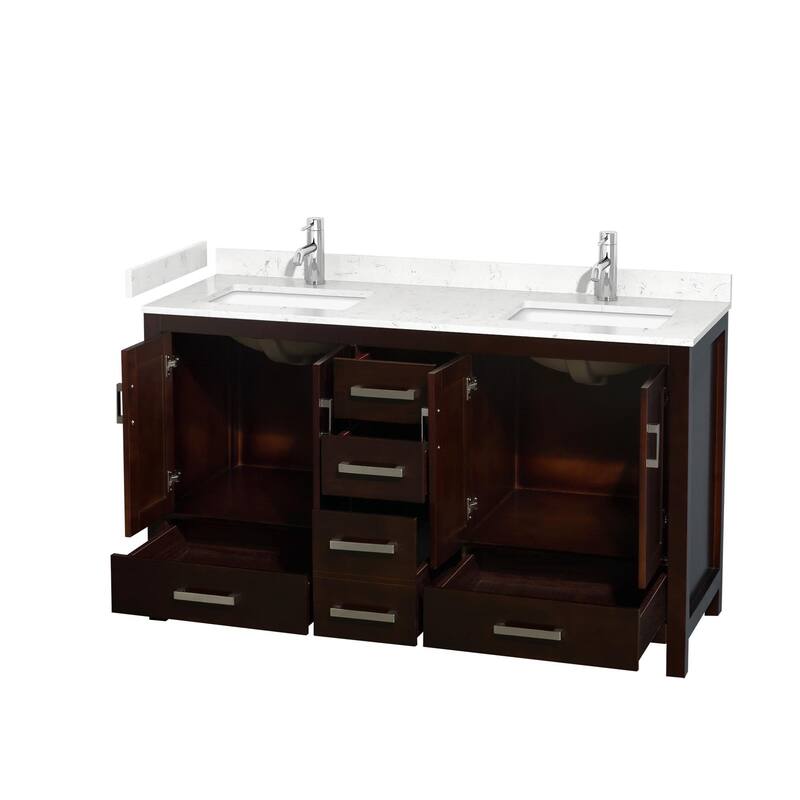 Wyndham Collection Sheffield 60" Double Bathroom Vanity, Carrara
