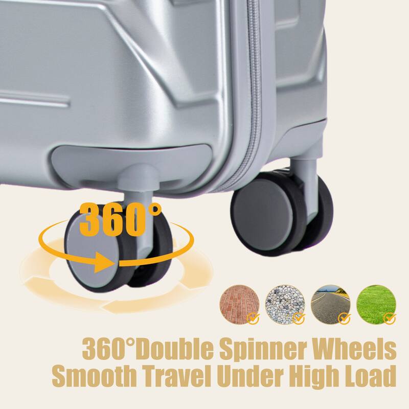 20 Inch ABS Hard Shell Travel Checked Luggage, Scratch Resistant Surface Four Multi-Directional Wheels, With Combination Lock