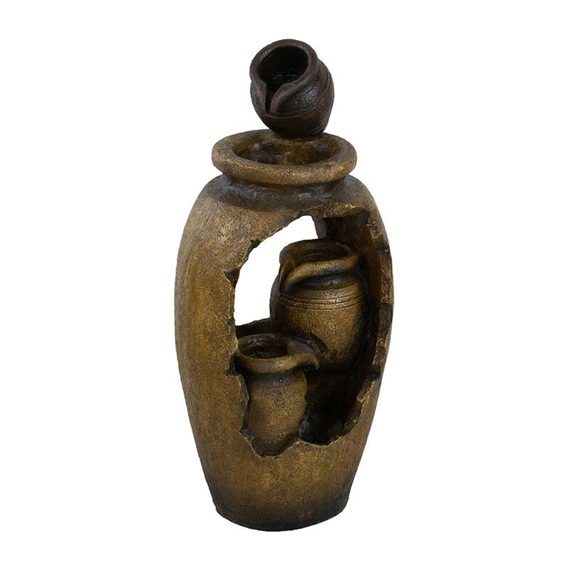 3 Tier Brown Water Fountain with Pot Design