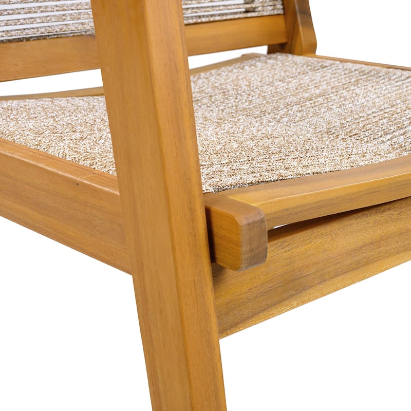 Mcgill Outdoor Acacia Wood Dining Chair with Rope Seating (Set of 2) by Christopher Knight Home - 24.75" W x 26.50" D x 34.75" H