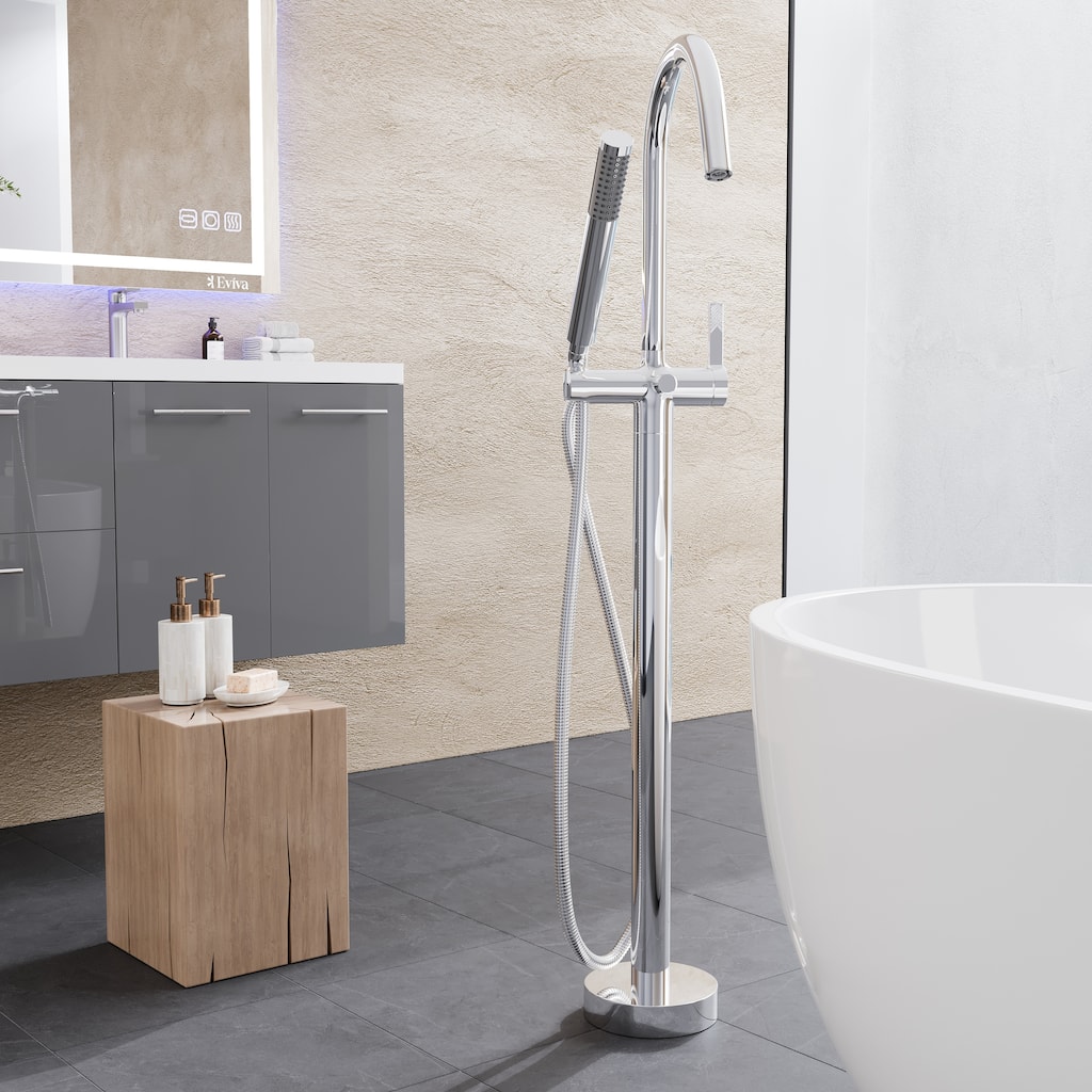 Eviva Modem Single-Handle Freestanding Tub Faucet with Hand Shower