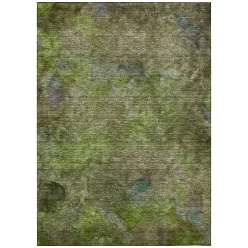 Machine Washable Indoor/ Outdoor Abstract Contemporary Chantille Rug