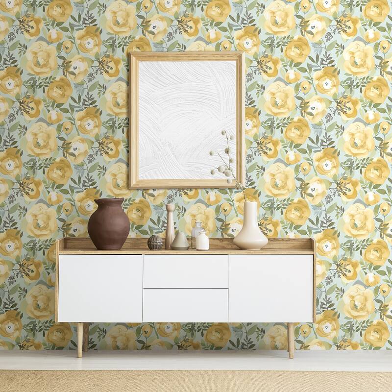 A-Street Prints Orla Yellow Floral Wallpaper