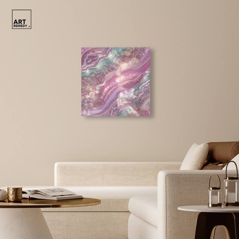 Pink and Mint Crystal I Canvas by Art Remedy, Gallery Wrapped