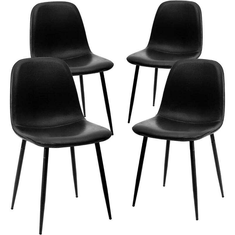 CangLong modern Upholstered Dining Chair in Faux Leather,Set of 4