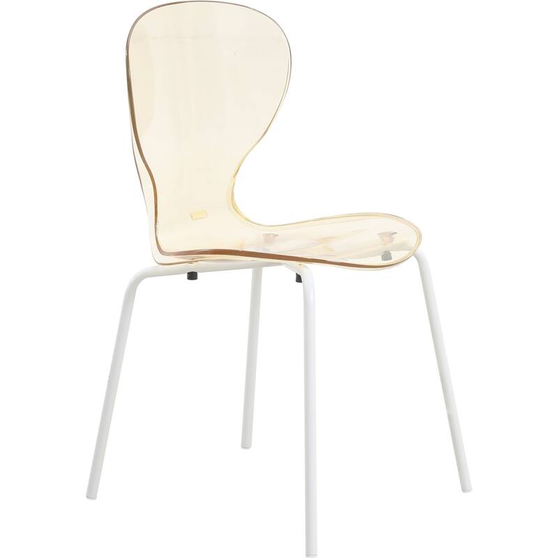 Stackable Plastic Dining Chair Transparent Modern Accent Side Chair for Indoor and Outdoor - Amber