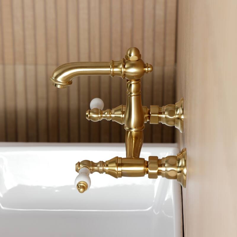 Kingston Brass English Country Two-Handle 2-Hole Wall Mount Bathroom Faucet