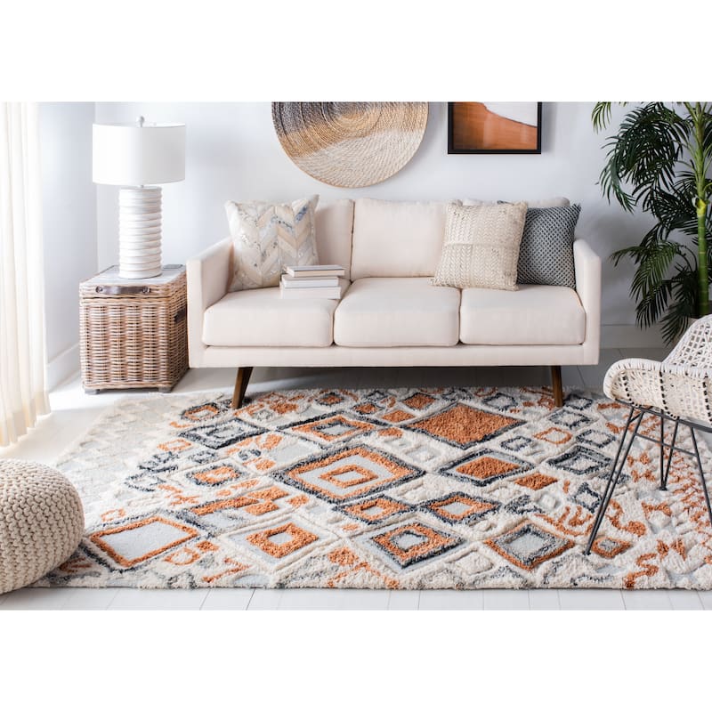 SAFAVIEH Handmade Casablanca Shag Grainne Tribal Wool Rug