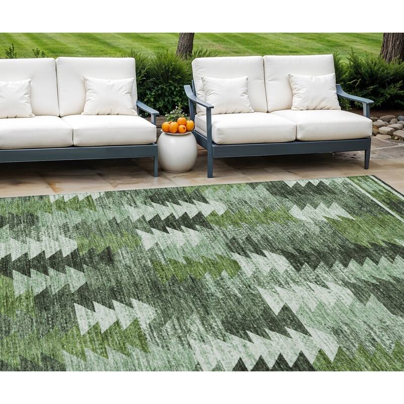 HomeRoots Southwestern Transitional Rectangle Outdoor Rug - 9' X 12'