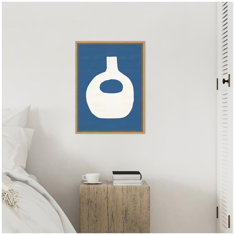 Kate and Laurel Sylvie Ceramic Blue Beige 3 Framed Canvas by Rocket Jack