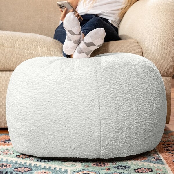 Jaxx Ellis Pouf - Modern Shearling Faux-Lamb Plush Fleece
