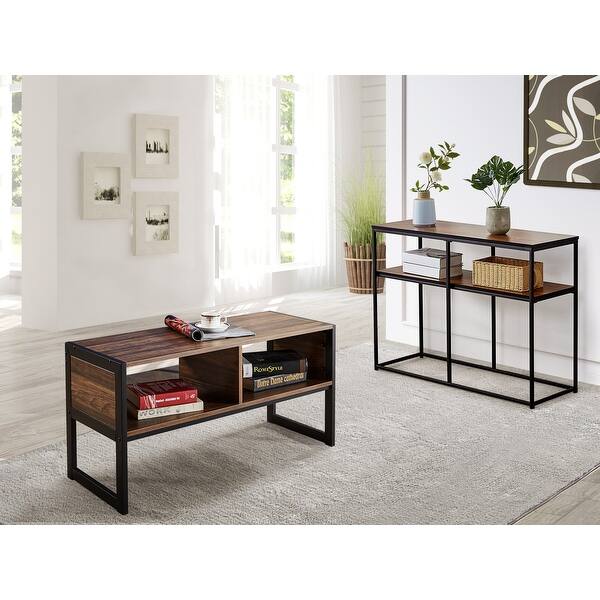 Vecelo Coffee Table Console Sets Wood Finish Set Vecelo Coffee Table Console