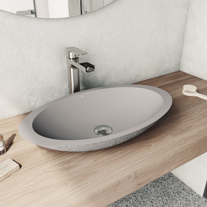 VIGO Wisteria 23"L x 14"W x 4"H Oval Bathroom Vessel Sink
