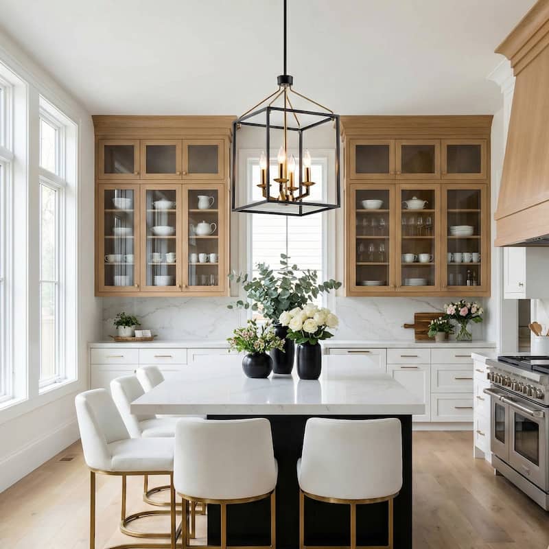 12" Black Gold 4-Light Metal Foyer Pendant Chandelier Light