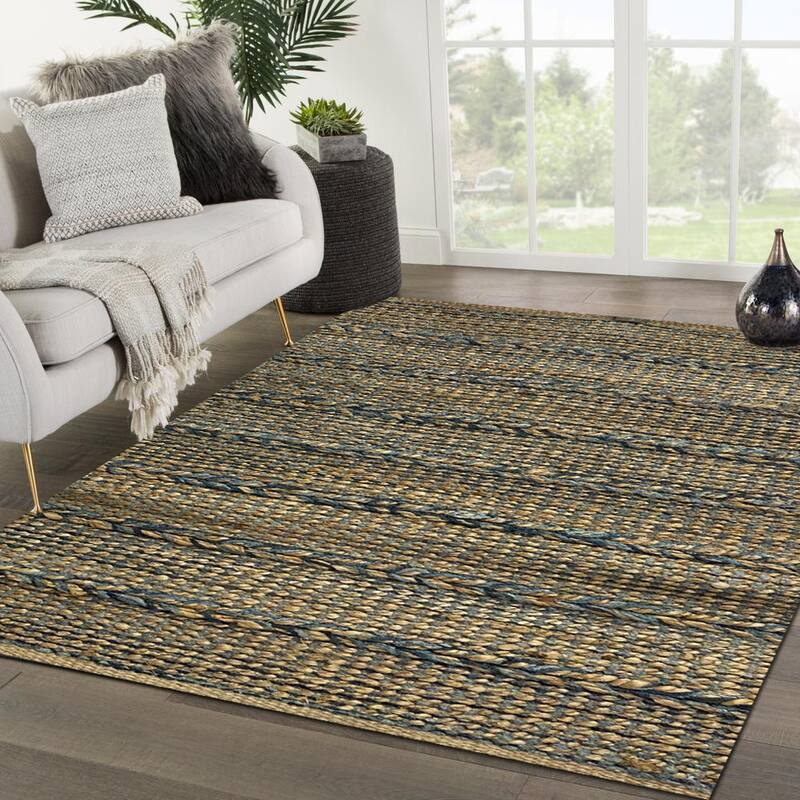 Sevita Hand-Woven Blue Braided Jute Rug - 5' x 7'