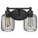preview thumbnail 1 of 2, Open Cage Industrial 2-Light Uplight Downlight Vanity Wall Sconce - 14" - Black