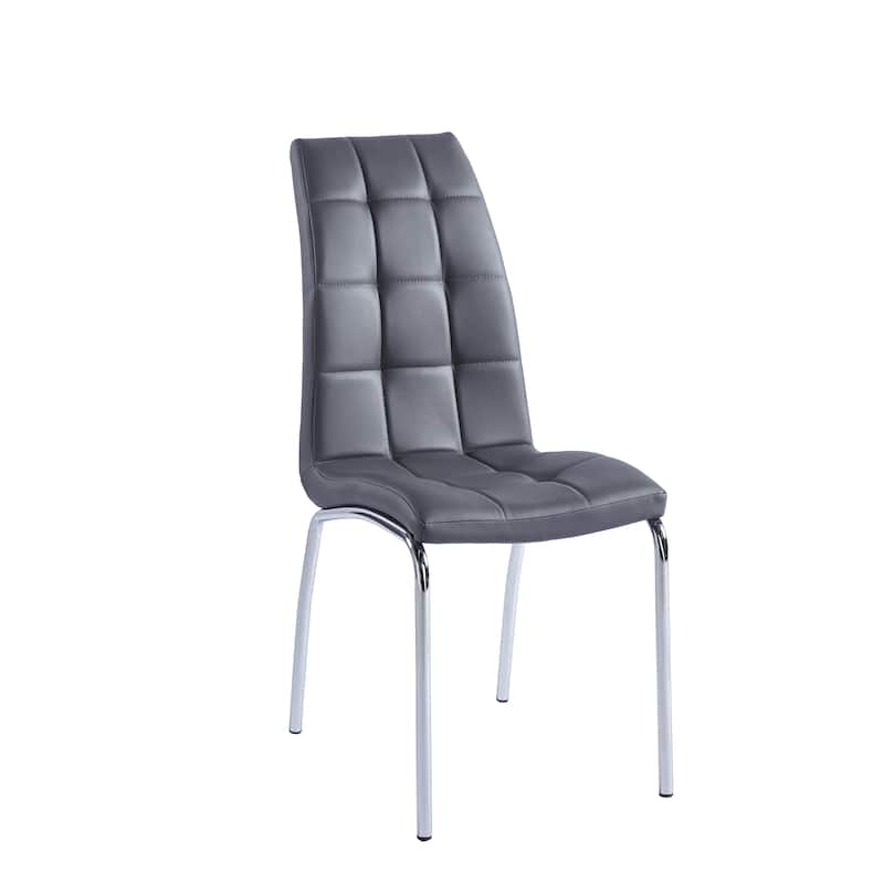 Modern Leatherette Dining Chair with Silver Metal Legs Set of 4