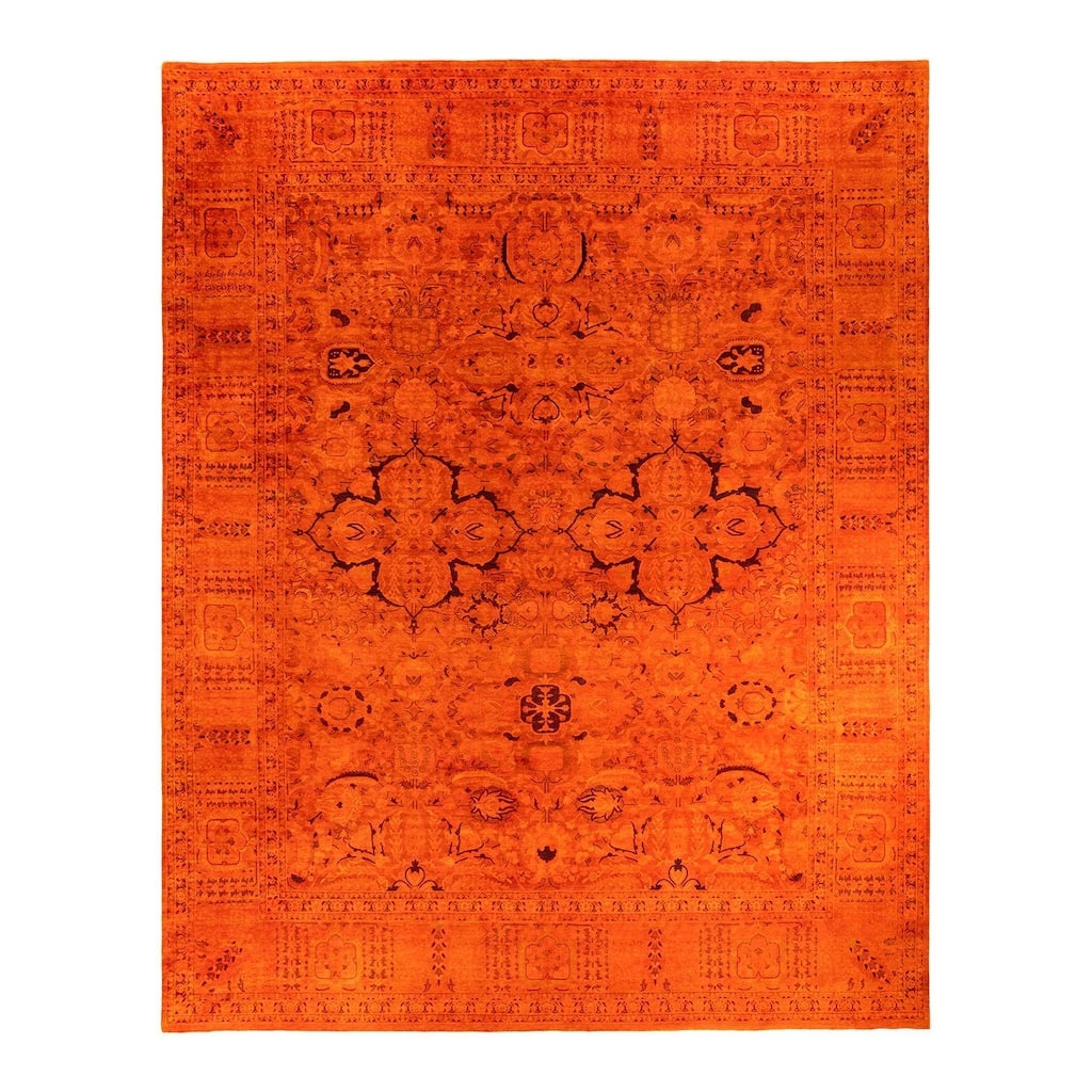 Overdyed, One-of-a-Kind Hand-Knotted Area Rug - Orange - 12' 3" x 15' 2"