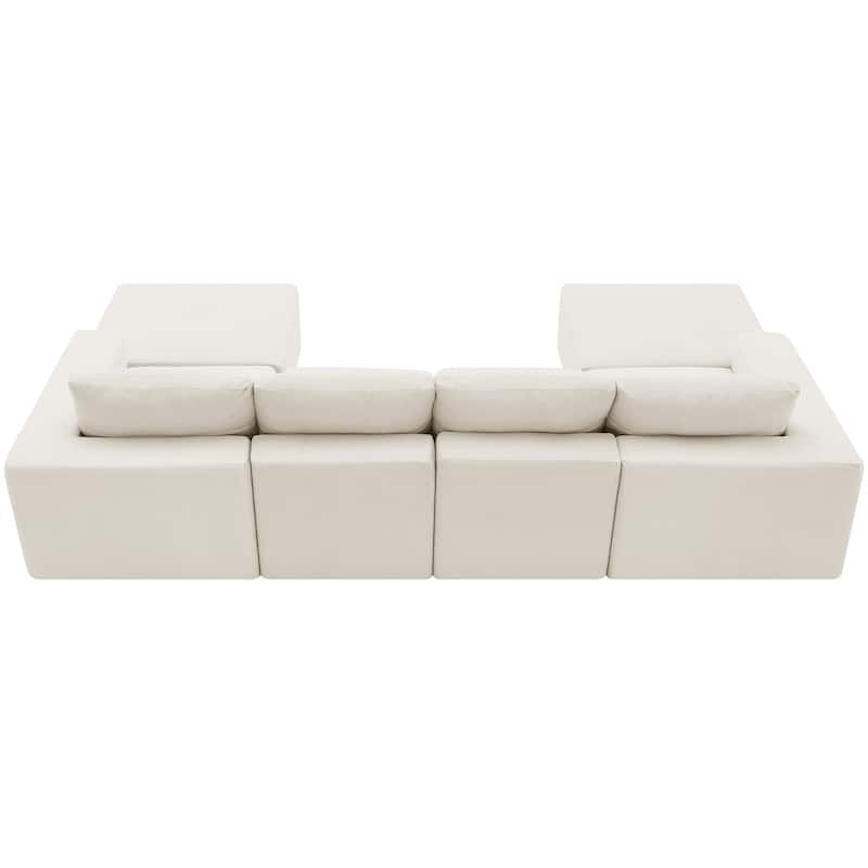Modular U-Shaped Sectional Sofa with 2 Ottomans, Chenille Cloud Floor Couch, Fully Compressed Upholstered Sofa