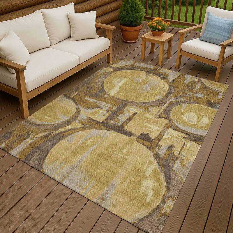 Machine Washable Indoor/ Outdoor Modern Erie Chantille Rug - Walnut - 3' x 5'