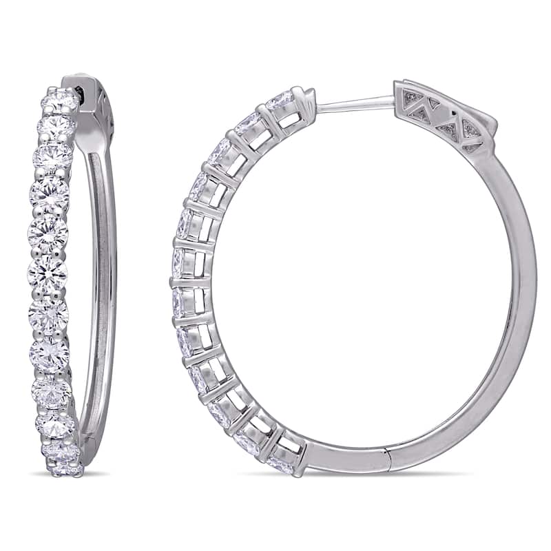 2 1/2ct TDW Lab-grown Diamond Hoop Earrings in 14k White Gold