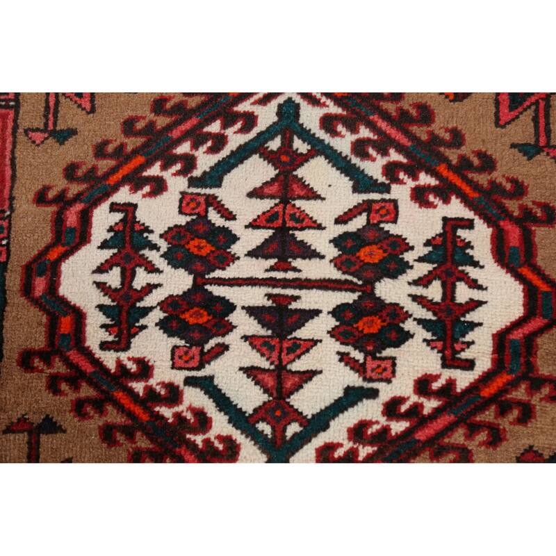Vintage Vegetable Dye Ardebil Persian Wool Runner Rug Hand-knotted - 3'6" x 11'1"
