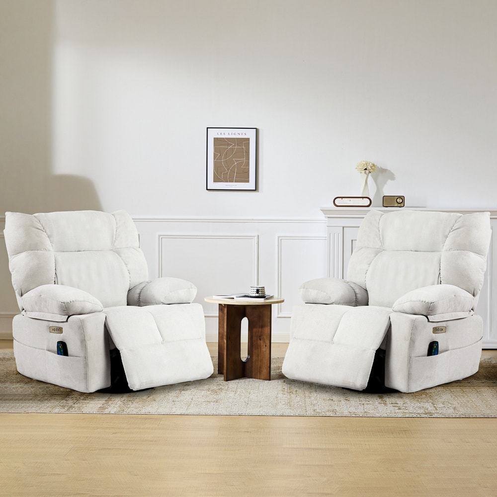 XINMICS Swivel Recliner Chair, Glider Rocking Power Recliner with Massage and Heated (Set of 2)
