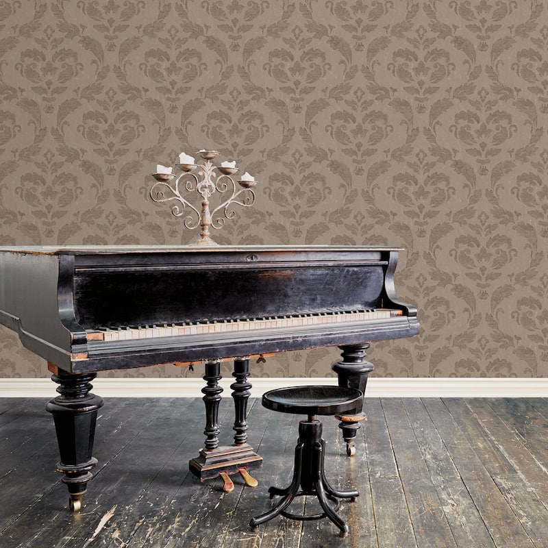 Galerie Wallcoverings Ambiance Large Damask Vinyl on Non-woven Matte Wallpaper Roll
