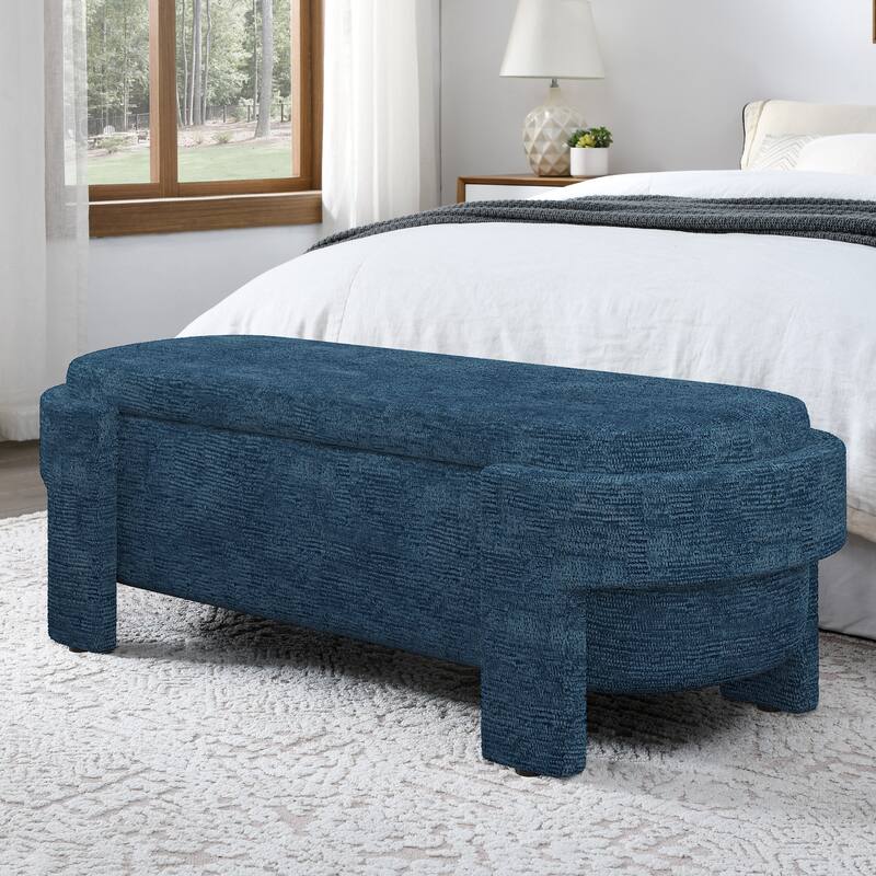 Linen Storage Bench for Bedroom, Large Upholstered End of Bed Ottoman Modern Window Bench with Hidden Storage