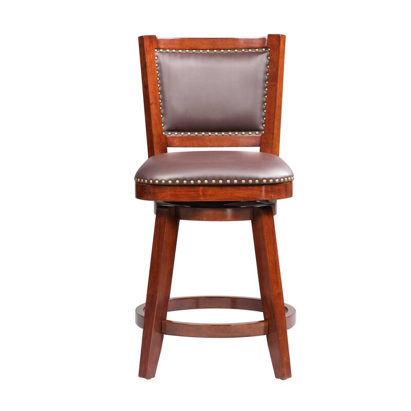Broadmoor Cherry Brown Swivel Armless Wood Stool