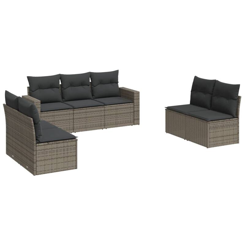 vidaXL Garden Sofa Set Grey, Dark Grey PE Rattan, Powder-Coated Steel - 24.4 x 25.8 x 27.2