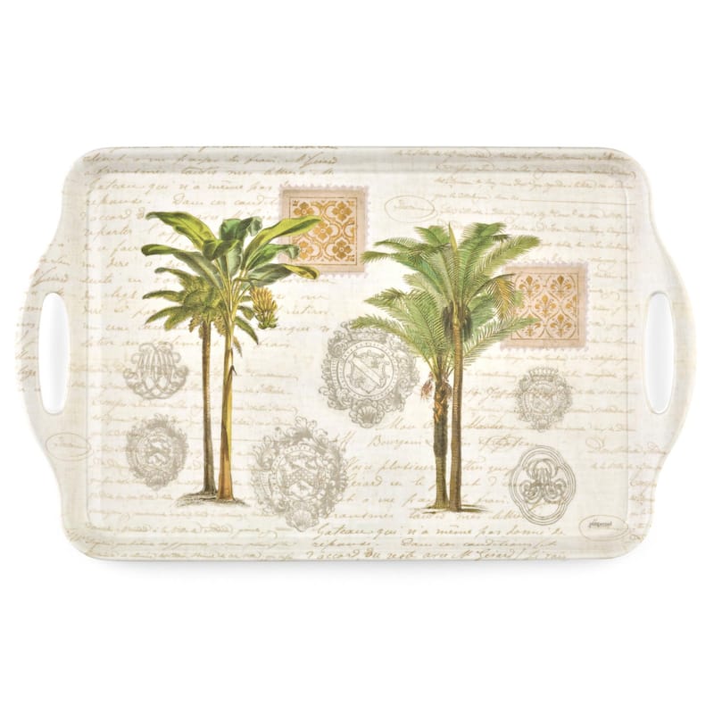Pimpernel Vintage Palm Study Large Melamine Handled Tray - 19.25" x 11.5" - 19.25" x 11.5"