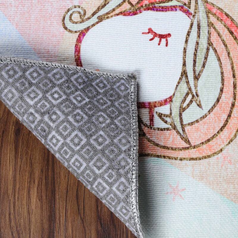 Unicorn Rainbow Colorful Playroom Indoor Area Rug by Superior